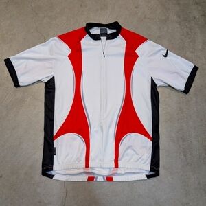 VTG Y2K Nike Dri-Fit Men's XL Black White Red Cycling Jersey 3/4 Zip Pullover